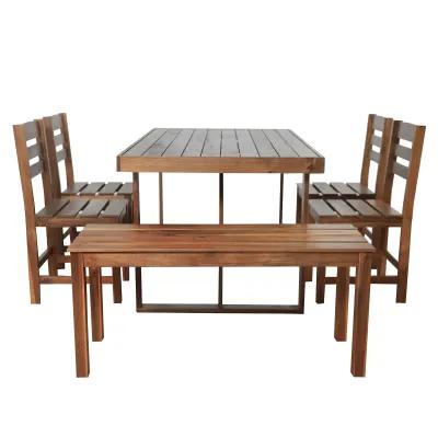 Merax Vintage Acacia Wood Outdoor Table and Chair Set