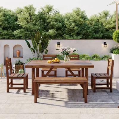 Merax Vintage Acacia Wood Outdoor Table and Chair Set