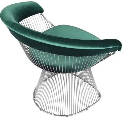 Mimi 27 Inch Accent Armchair, Green Velvet, Foam Cushions, Steel Wire  - Benzara