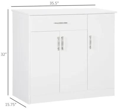 White Dining Buffet: Modern Sideboard with Aluminum Handles