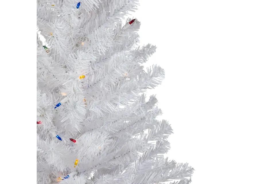 3' Pre-Lit Snow White Artificial Christmas Tree  Multi Lights