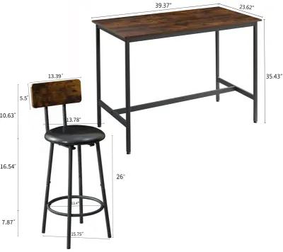 5-Piece Industrial Bar Set with Chairs and Table