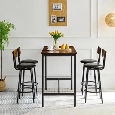 5-Piece Industrial Bar Set with Chairs and Table