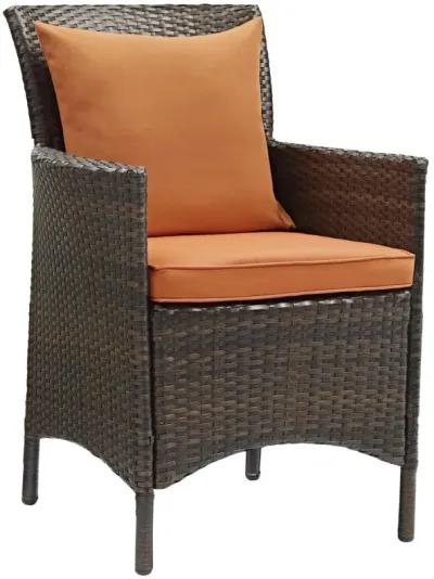 Modway Converge Wicker Rattan Outdoor Patio Dining Arm Chair with Cushion in Brown Orange