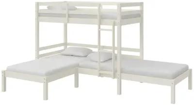 DHP Casey Kids' L-Shaped Corner Triple Bunk Bed, White