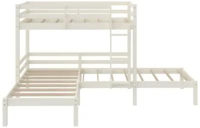 DHP Casey Kids' L-Shaped Corner Triple Bunk Bed, White