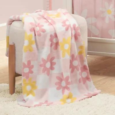 Lambs & Ivy Daisy Dreams Soft & Cozy Luxury Fleece Checkered Baby Blanket