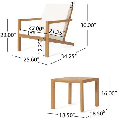 Merax 3 PCS Wood Frame Patio Chairs Table Conversation Set