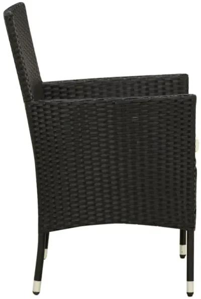 vidaXL Patio Chairs with Cushions 2 pcs Poly Rattan Black