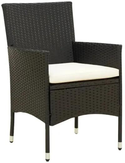 vidaXL Patio Chairs with Cushions 2 pcs Poly Rattan Black