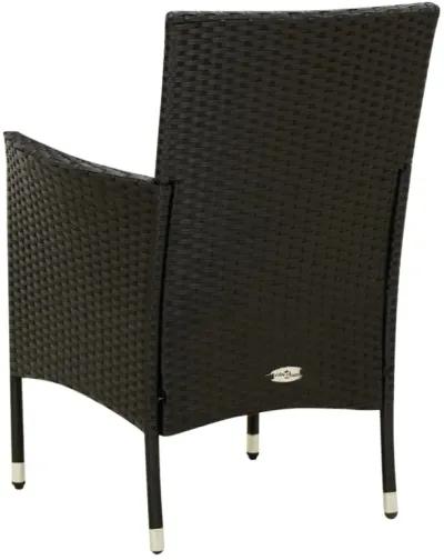 vidaXL Patio Chairs with Cushions 2 pcs Poly Rattan Black