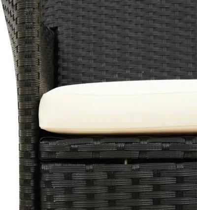 vidaXL Patio Chairs with Cushions 2 pcs Poly Rattan Black