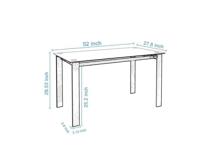 Hivvago Easy to Clean Heavy Duty Tempered Minimalist Glass Top Dining Table