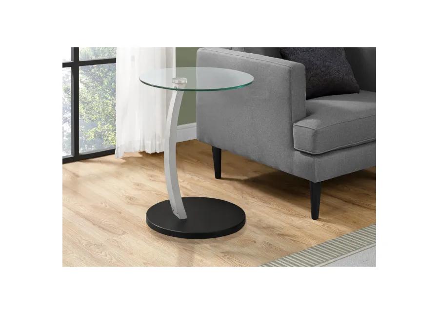 Monarch Specialties Bentwood Accent Table with Tempered Glass, Black