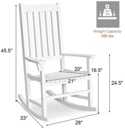 Hivvago Indoor Outdoor Wooden High Back Rocking Chair