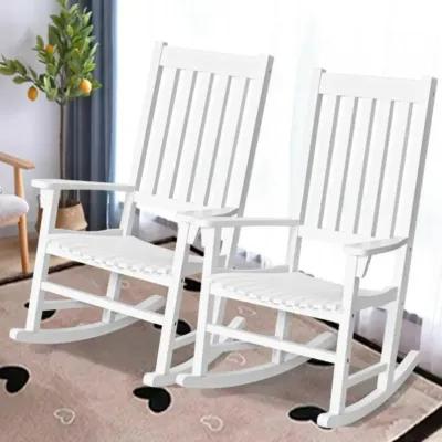 Hivvago Indoor Outdoor Wooden High Back Rocking Chair