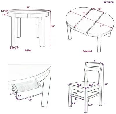 Merax Farmhouse 5-Piece Extendable Dining Table  Chairs Set