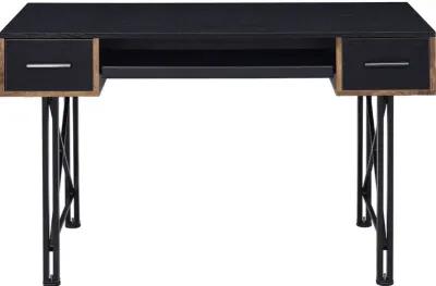 Computer Desk with 2 Drawers and Keyboard Tray, Black-Benzara