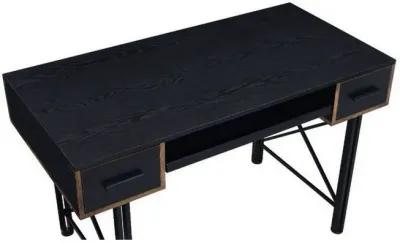 Computer Desk with 2 Drawers and Keyboard Tray, Black-Benzara