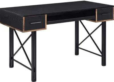 Computer Desk with 2 Drawers and Keyboard Tray, Black-Benzara