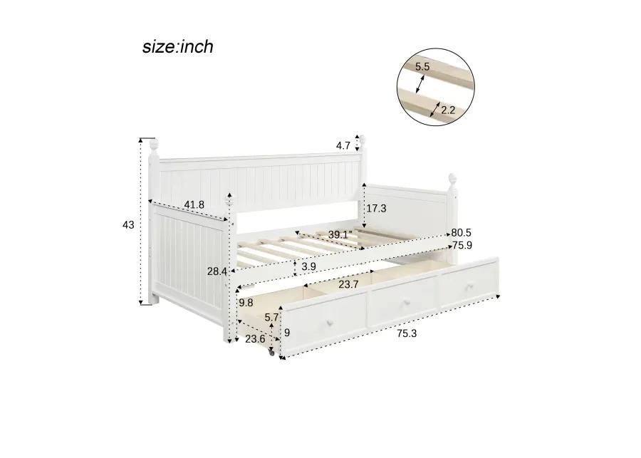 Merax Wood Daybed with Three Drawers