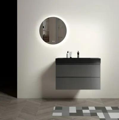 Gray Bathroom Vanity with Sink, Large Storage Wall Mounted