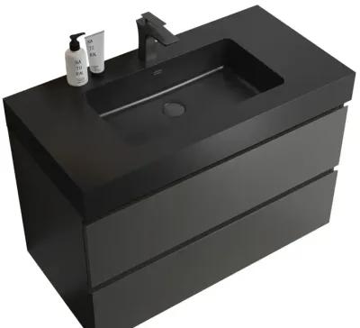 Gray Bathroom Vanity with Sink, Large Storage Wall Mounted