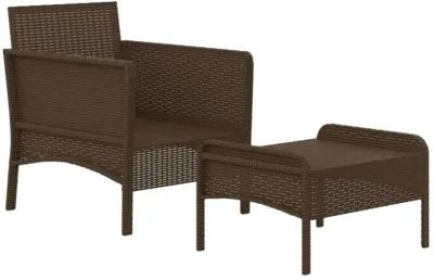 vidaXL 2 Piece Patio Lounge Set with Cushions Brown Poly Rattan