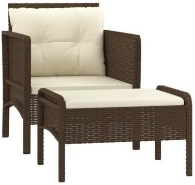 vidaXL 2 Piece Patio Lounge Set with Cushions Brown Poly Rattan