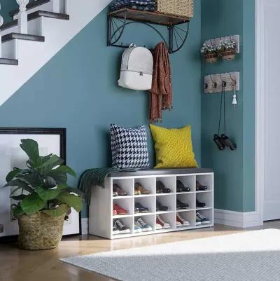 Shoe Bench with Cushion - 15-Cube Storage Bench for Entryway Organization