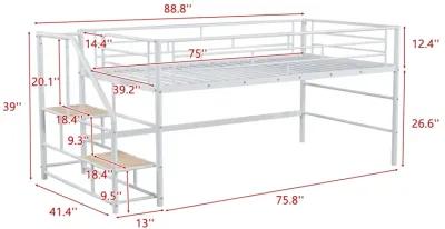 Merax Mid Loft Bed with Storage Stairs