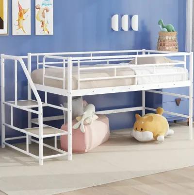 Merax Mid Loft Bed with Storage Stairs