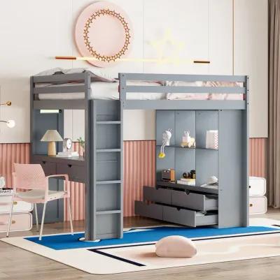 Merax Storage Loft Bed with Writing Desk