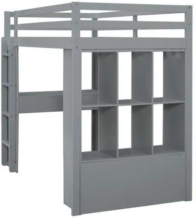 Merax Storage Loft Bed with Writing Desk