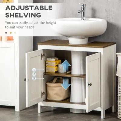 Antique White Sink Cabinet: Modern Bathroom Floor Standing Storage with Adjustable Shelf