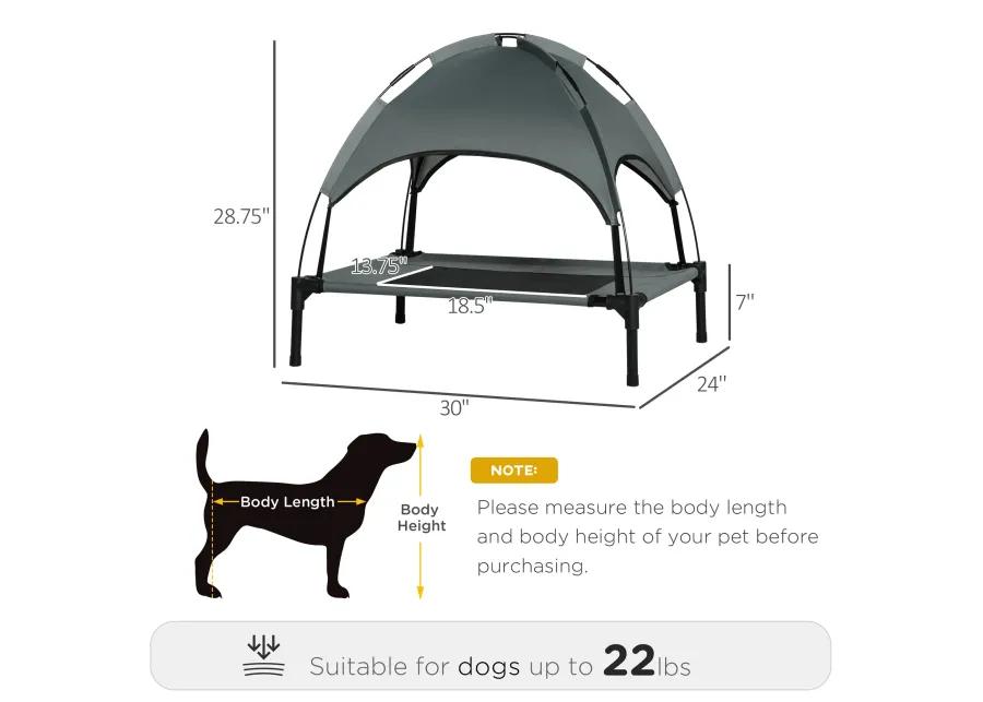 Compact Canine Coolspot: 30" Portable Elevated Dog Cot with UV Canopy