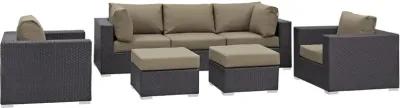 Convene 7 Piece Outdoor Patio Sectional Set - Espresso Mocha