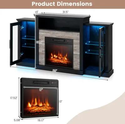 LED Fireplace TV Stand with 16-Color Lights for TVs up to 65 Inches