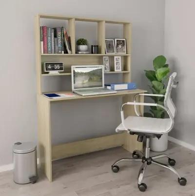 vidaXL Desk with Shelves Sonoma Oak 43.3"x17.7"x61.8" Chipboard, 800390