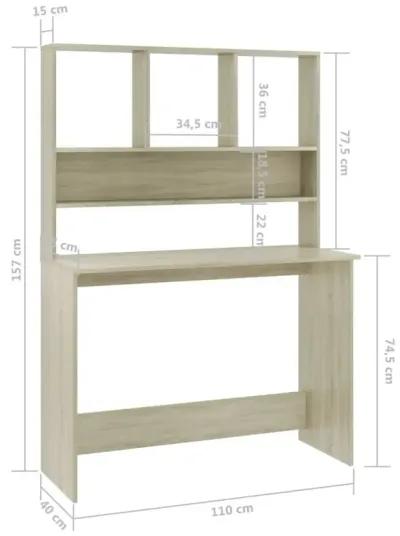 vidaXL Desk with Shelves Sonoma Oak 43.3"x17.7"x61.8" Chipboard, 800390