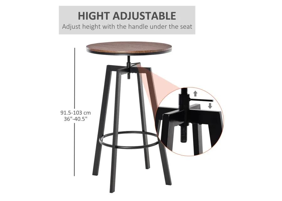 Industrial Bar Dining: 3-Piece Adjustable Height Bistro Set with Swivel Stools