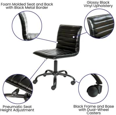 Alan Low Back Designer Armless Ribbed Swivel Task Office Chair