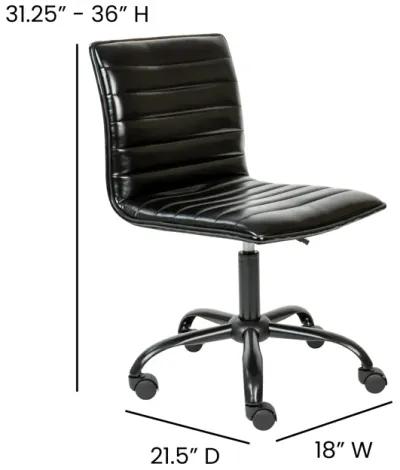 Alan Low Back Designer Armless Ribbed Swivel Task Office Chair