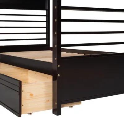 Merax Solid Wood Bunk Bed with Two Storage Drawers