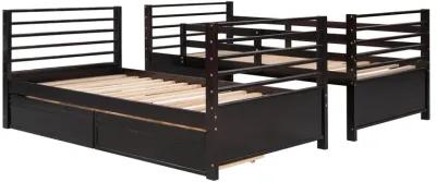 Merax Solid Wood Bunk Bed with Two Storage Drawers