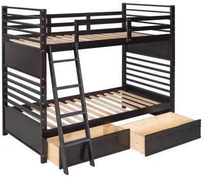 Merax Solid Wood Bunk Bed with Two Storage Drawers