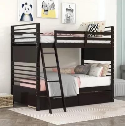 Merax Solid Wood Bunk Bed with Two Storage Drawers