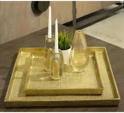 Square Linen Gold Tray