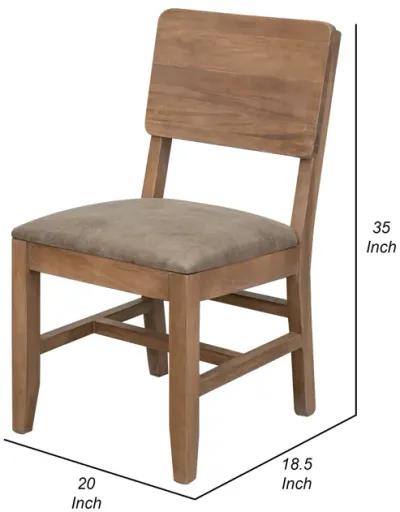 Umey 20 Inch Dining Side Chair Set of 2, Solid Wood, Brown, Faux Leather - Benzara