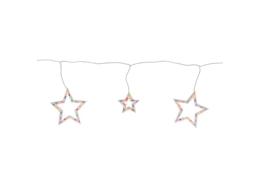 100-Count Multi-Color Star Shaped Mini Icicle Christmas Lights  7ft White Wire